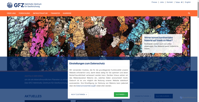 Security scan screenshot of https://www.gfz.de/
