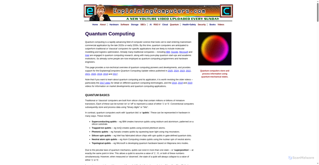 Security scan screenshot of https://www.explainingcomputers.com/quantum.html