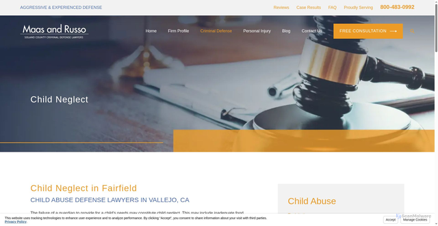 Security scan screenshot of https://www.maascriminaldefense.com/criminal-defense/child-abuse/child-neglect/