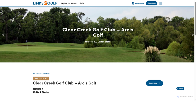 Security scan screenshot of https://www.links2golf.com/club/clear-creek-golf-club-arcis-golf/