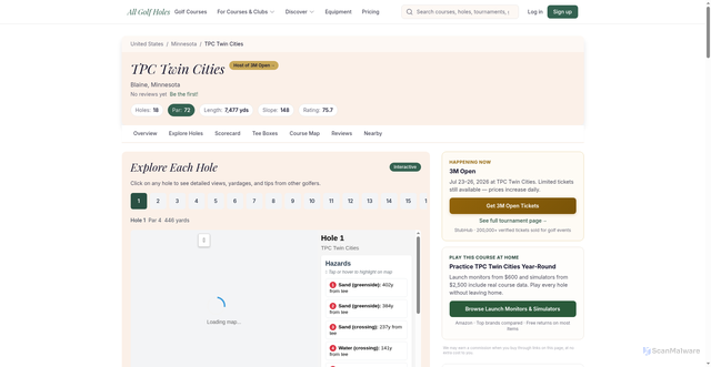 Security scan screenshot of https://www.allgolfholes.com/courses/minnesota/tpc-twin-cities
