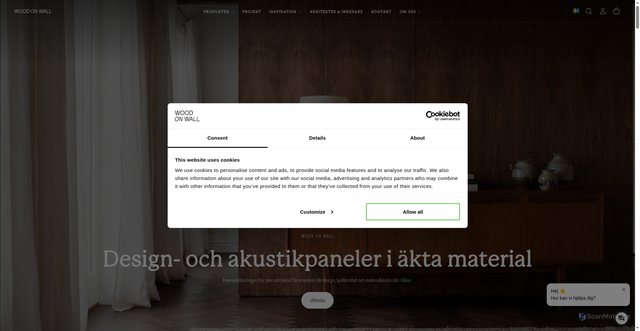 Security scan screenshot of https://woodonwall.se