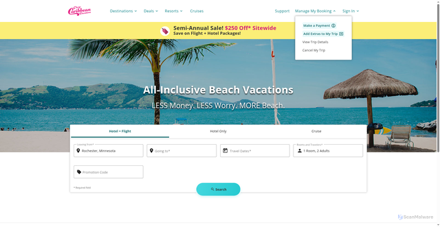Security scan screenshot of https://booking.cheapcaribbean.com