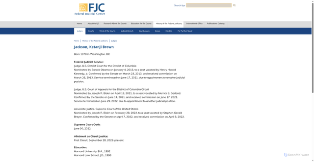 Security scan screenshot of https://www.fjc.gov/history/judges/jackson-ketanji-brown