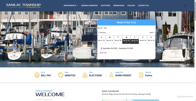 Security scan screenshot of https://sanilactownshipmi.gov/
