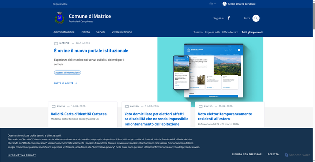 Security scan screenshot of https://www.comune.matrice.cb.it/