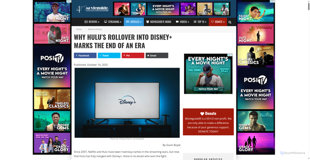 Security scan screenshot of https://www.movieguide.org/news-articles/why-hulus-rollover-into-disney-marks-the-end-of-an-era.html