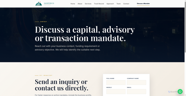 Security scan screenshot of https://sanfinco.pages.dev/contact.html