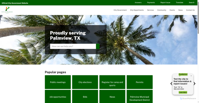 Security scan screenshot of https://cityofpalmview.gov/