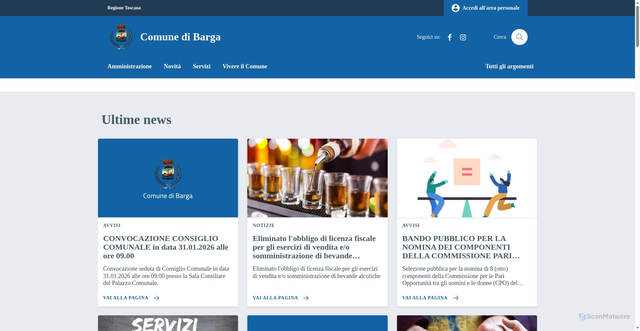Security scan screenshot of https://www.comune.barga.lu.it/