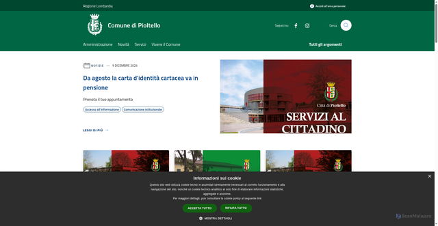 Security scan screenshot of https://www.comune.pioltello.mi.it/it