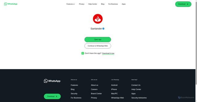 Security scan screenshot of https://api.whatsapp.com/send?phone=551140043535