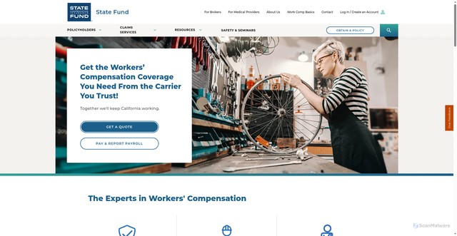 Security scan screenshot of https://www.statefundca.com/