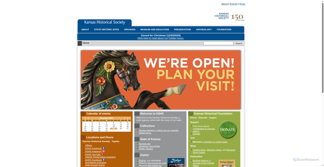 Security scan screenshot of https://www.kansashistory.gov/
