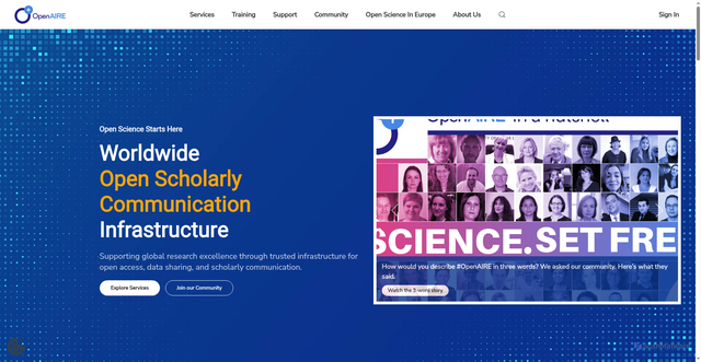 Security scan screenshot of https://openaire.eu