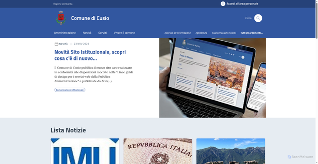 Security scan screenshot of https://www.comune.cusio.bg.it