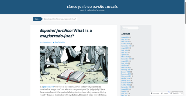 Security scan screenshot of https://rebeccajowers.com/2020/03/02/espanol-juridico-what-is-a-magistrado-juez/