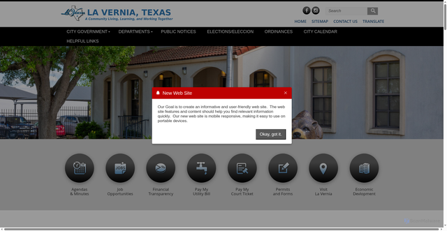 Security scan screenshot of https://www.lavernia-tx.gov/