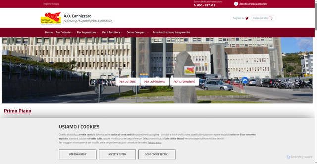 Security scan screenshot of https://www.aocannizzaro.it