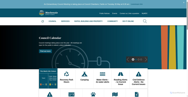 Security scan screenshot of http://www.mackenzie.govt.nz