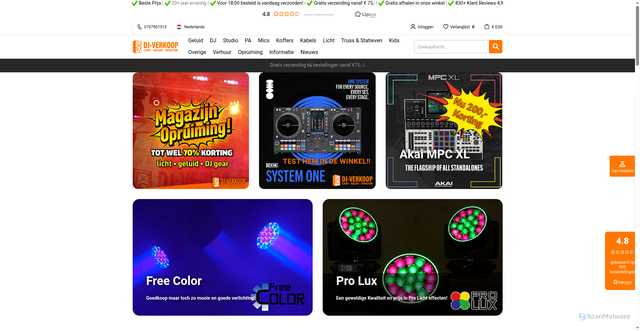Security scan screenshot of https://dj-verkoop.nl