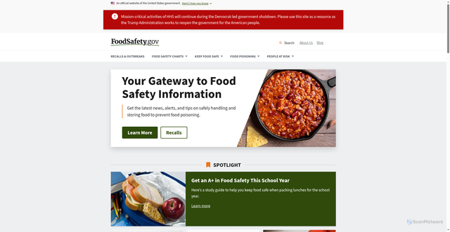Security scan screenshot of https://www.foodsafety.gov/