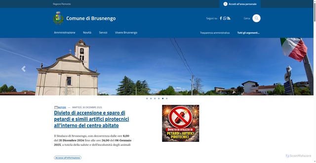 Security scan screenshot of https://www.comune.brusnengo.bi.it/