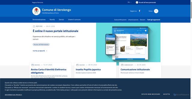 Security scan screenshot of https://www.comuneverolengo.it
