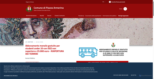 Security scan screenshot of https://www.comune.piazzaarmerina.en.it