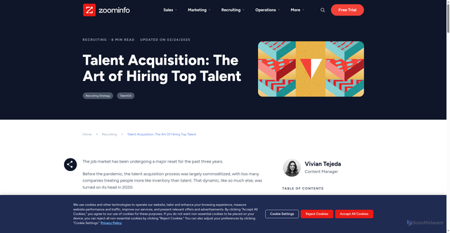 Security scan screenshot of https://pipeline.zoominfo.com/recruiting/talent-acquisition