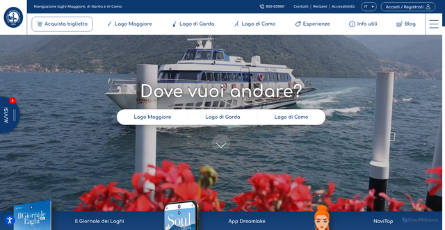 Security scan screenshot of https://www.navigazionelaghi.it/