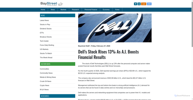 Security scan screenshot of https://www.baystreet.ca/articles/techinsider.aspx?articleid=118889