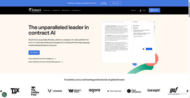 Security scan screenshot of https://evisort.com