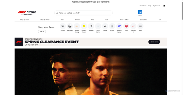 Security scan screenshot of https://usf1store.formula1.com