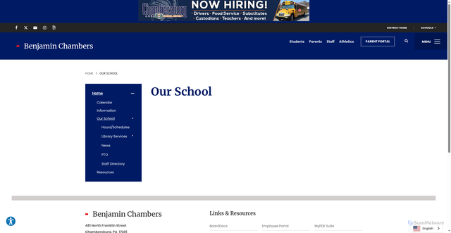Security scan screenshot of https://bc.casdonline.org/our-school