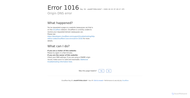 Security scan screenshot of https://www.pysec.se