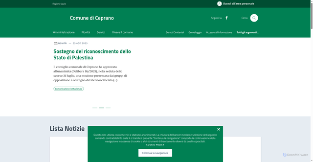 Security scan screenshot of https://comune.ceprano.fr.it/