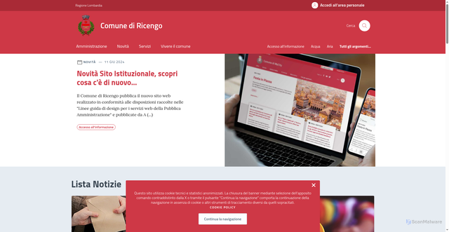 Security scan screenshot of https://comune.ricengo.cr.it/