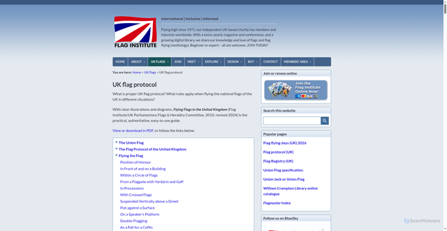 Security scan screenshot of https://www.flaginstitute.org/wp/uk-flags/british-flag-protocol/