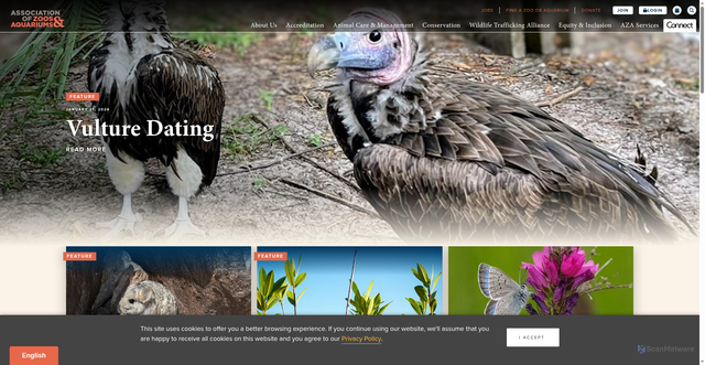 Security scan screenshot of https://www.aza.org/