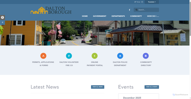Security scan screenshot of https://www.daltonboroughpa.gov/