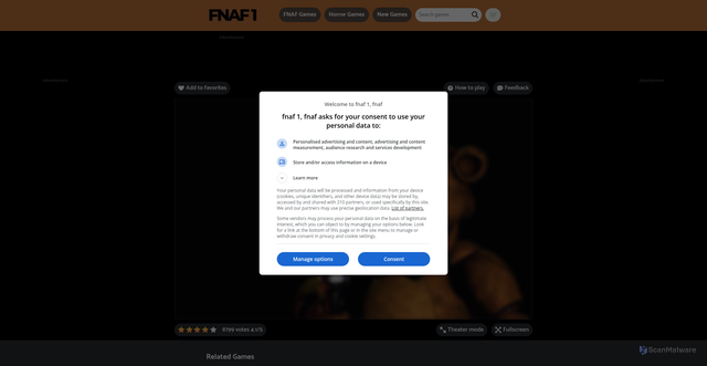 Security scan screenshot of https://fnaf1.io