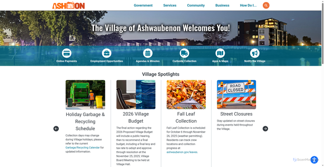 Security scan screenshot of https://ashwaubenon.gov/