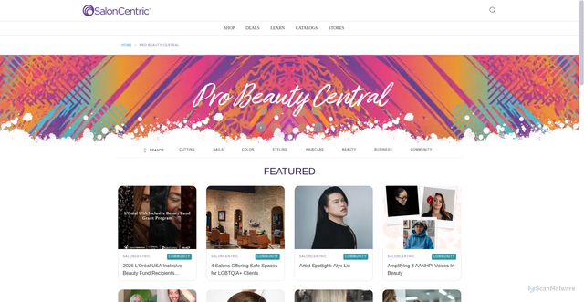 Security scan screenshot of https://probeautycentral.saloncentric.com