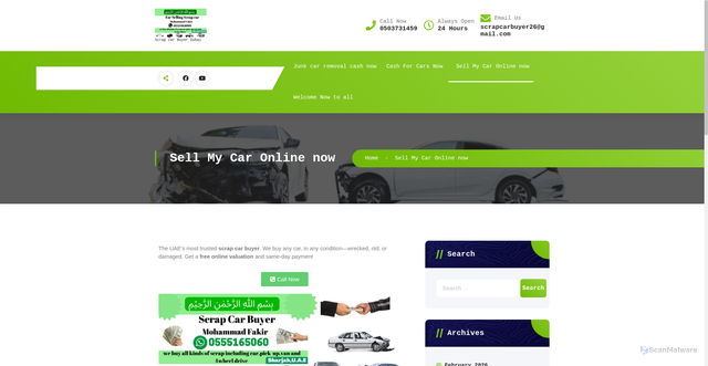 Security scan screenshot of https://scrapcarbuyerdubaiuae.com/sell-your-car-now/