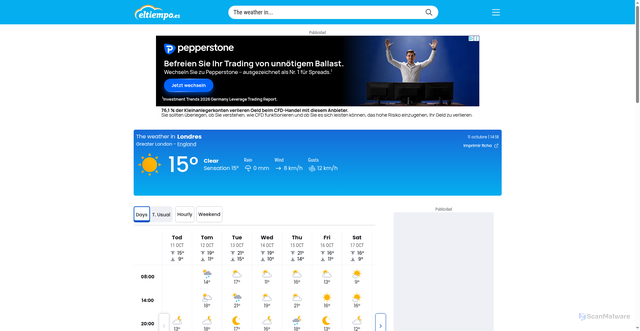 Security scan screenshot of https://en.eltiempo.es/londres.html