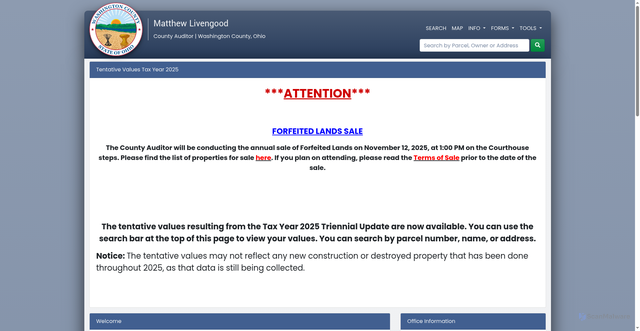 Security scan screenshot of https://auditorwashingtoncountyohio.gov/