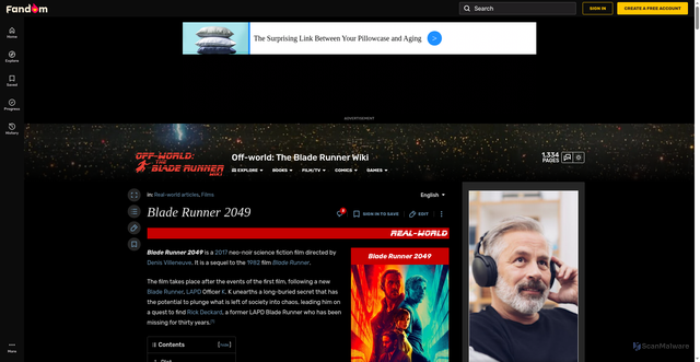 Security scan screenshot of https://bladerunner.fandom.com/wiki/Blade_Runner_2049