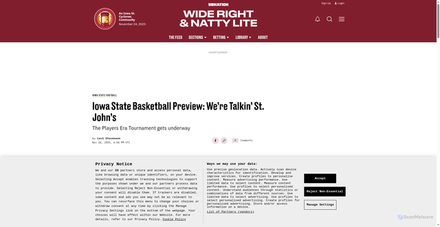 Security scan screenshot of https://www.widerightnattylite.com/iowa-state-football/49773/iowa-state-basketball-preview-were-talkin-st-johns