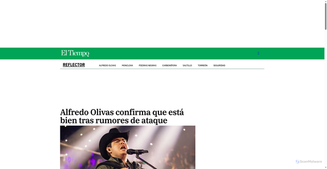 Security scan screenshot of https://eltiempomx.com/noticia/2025/alfredo-olivas-confirma-que-esta-bien-tras-rumores-de-ataque.html